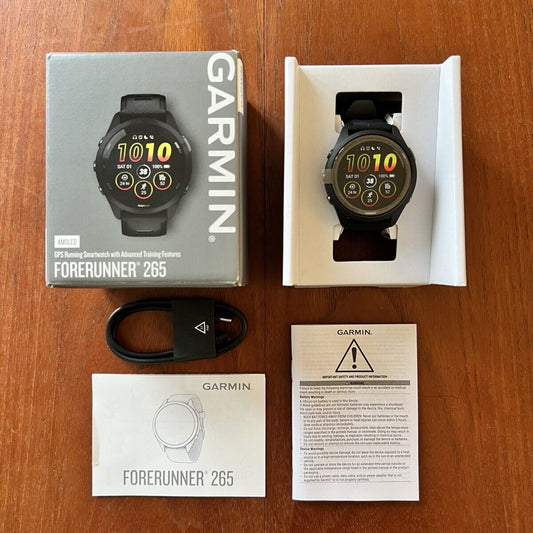 Garmin Forerunner 265 Black GPS Running Smart OLED Watch | Brand New