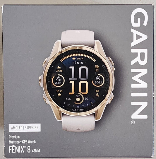 Garmin fenix 8 Soft Gold 43mm Sapphire with Gray and Sandstone Band 010-02903-10