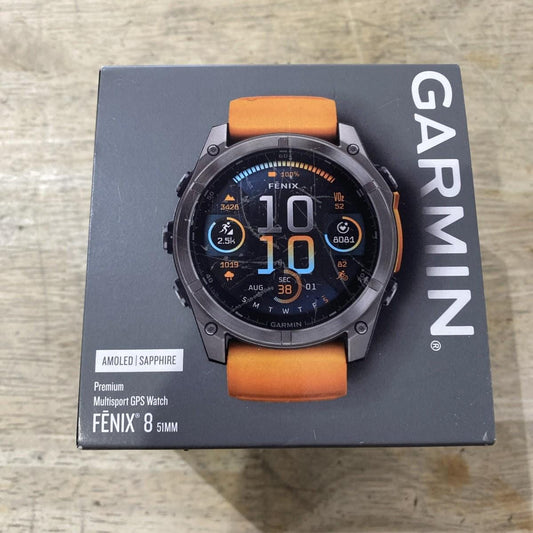 Garmin fenix 8 51mm Sapphire Titanium GPS Watch with Orange Band 010-02905-10